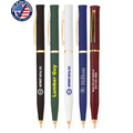 Certified USA Made, "Deluxe" Twister Ballpoint Pen - Gold Ring